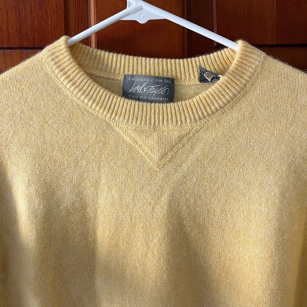 100% Cashmere Sweater Cream Yellow | Two-Ply Cashmere Knit | LoftFashions | L - Picture 3 of 7